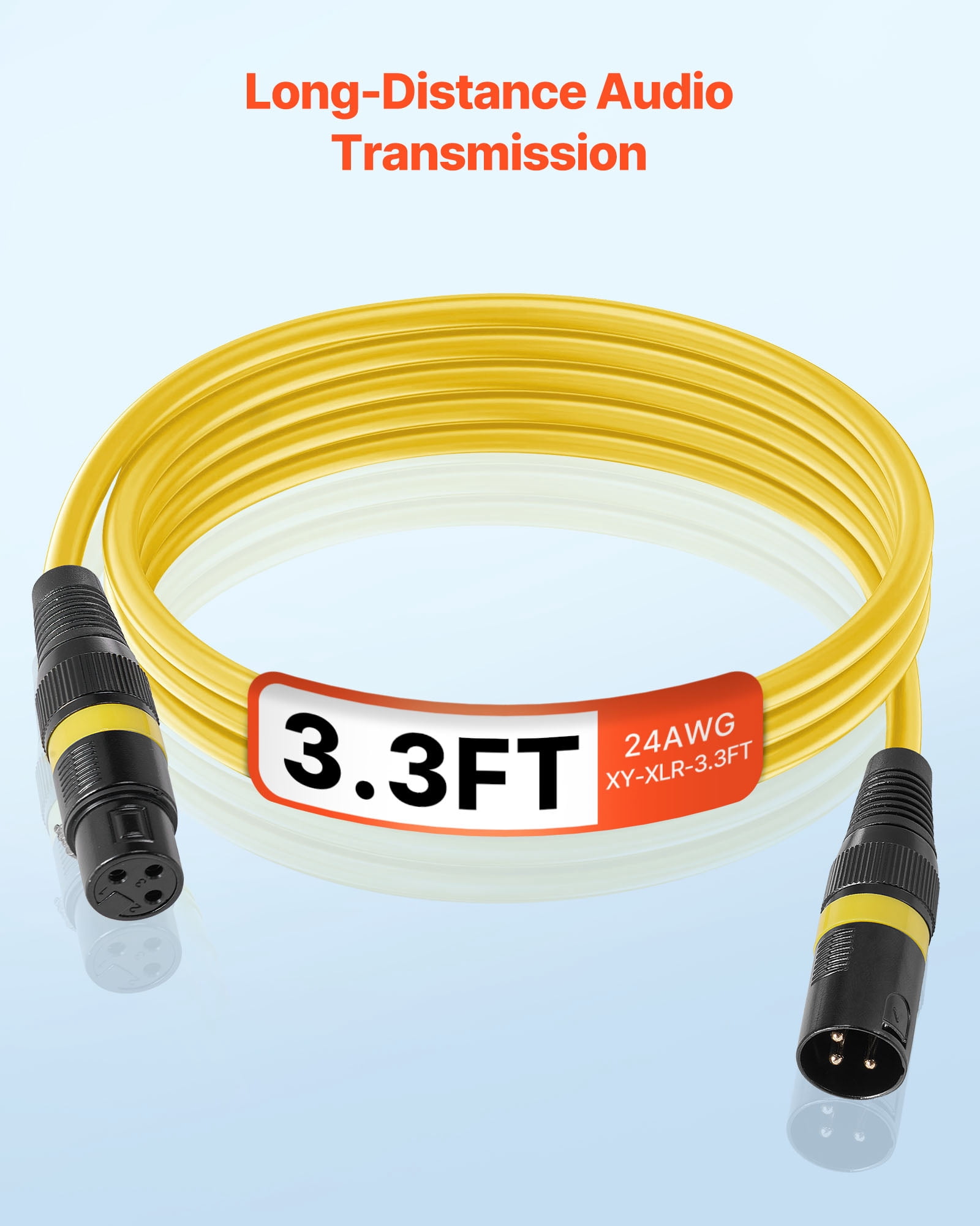 VEVOR XLR Cable 3.3 ft, 10 Pack, Shielded Balanced DMX Male to Female Microphone Cables, Gold-Plated 3-Pin XLR Mic Speaker Cord Wire, for Stage Lighting,Microphones, Amplifier, Mixer, Speaker Systems