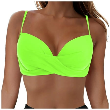 Hessimy Women Underwire Bikini Top Only - Push Up Bathing Suit Top Padded Swim Bra 2025 Swimsuits Top(Z1-Green XXL)