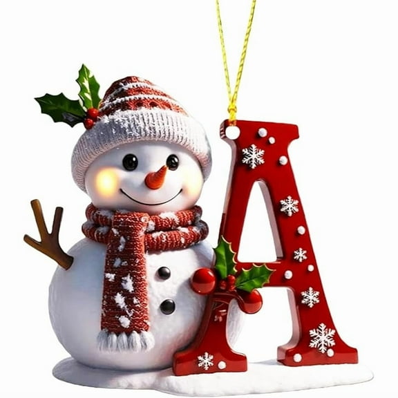 karymi Snowman Christmas Ornaments 2025 Cute Christmas Tree Letter Decoration Personalized Hanging Pendants Indoor Hanging Xmas Ornament Christmas Decorations Indoor Gift Ideas Birthday Gifts