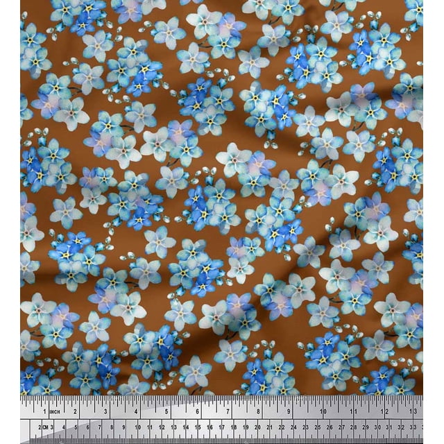 Soimoi Poly Georgette Fabric Scorpion Grasses Floral Printed Craft Fabric by the Yard 42 Inch Wide