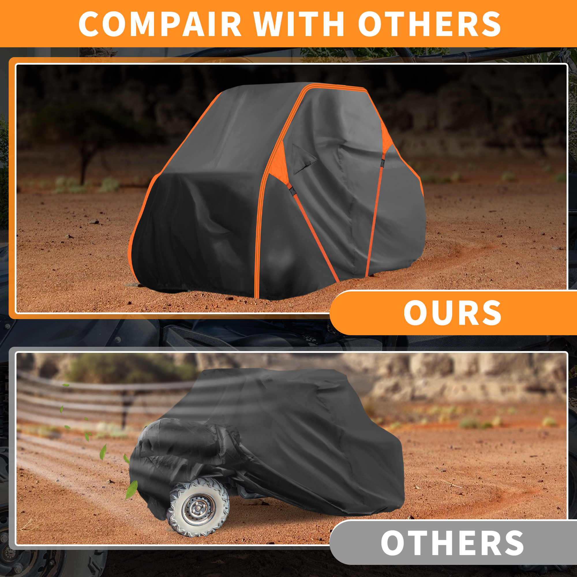 Unique Bargains UTV Waterproof Cover Black Orange for RZR Trail Sport/Ultimate