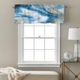 thumbnail image 3 of Abstract Marble Texture Valance Curtain Blue Shinny Gold White Gradient Art Window Valances Rod Pocket Short Curtains Window Treatments for Kitchen Bedroom Bathroom Laundry 42" x 12", 3 of 9