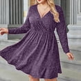 thumbnail image 4 of BangWanChi Womens Dresses Formal Women's Flash Dress V-neck Long Sleeve Ruffle Swinging Dress Mini Flash Dress, 4 of 5