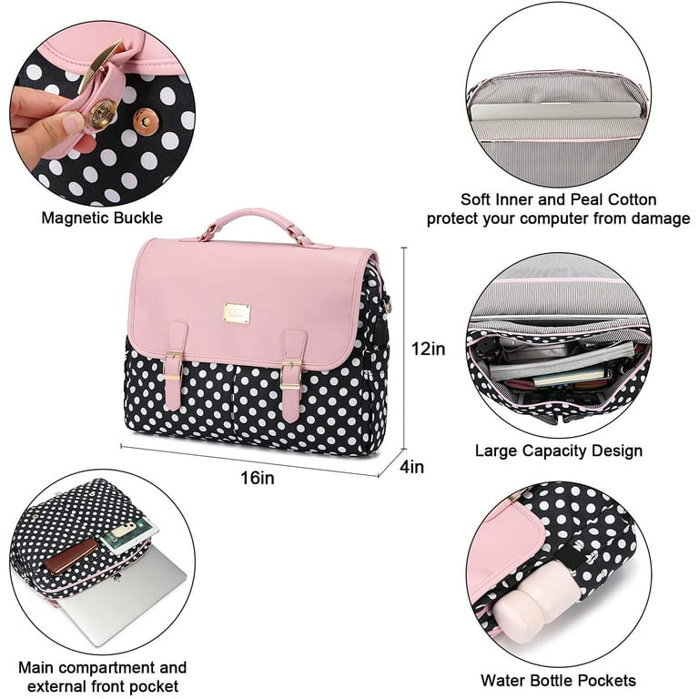 Computer Bag Laptop Bag for Women Cute Laptop Sleeve Case for Work College, Slim-Pink-Polka, 15.6-inch, Women's, Size: One Size