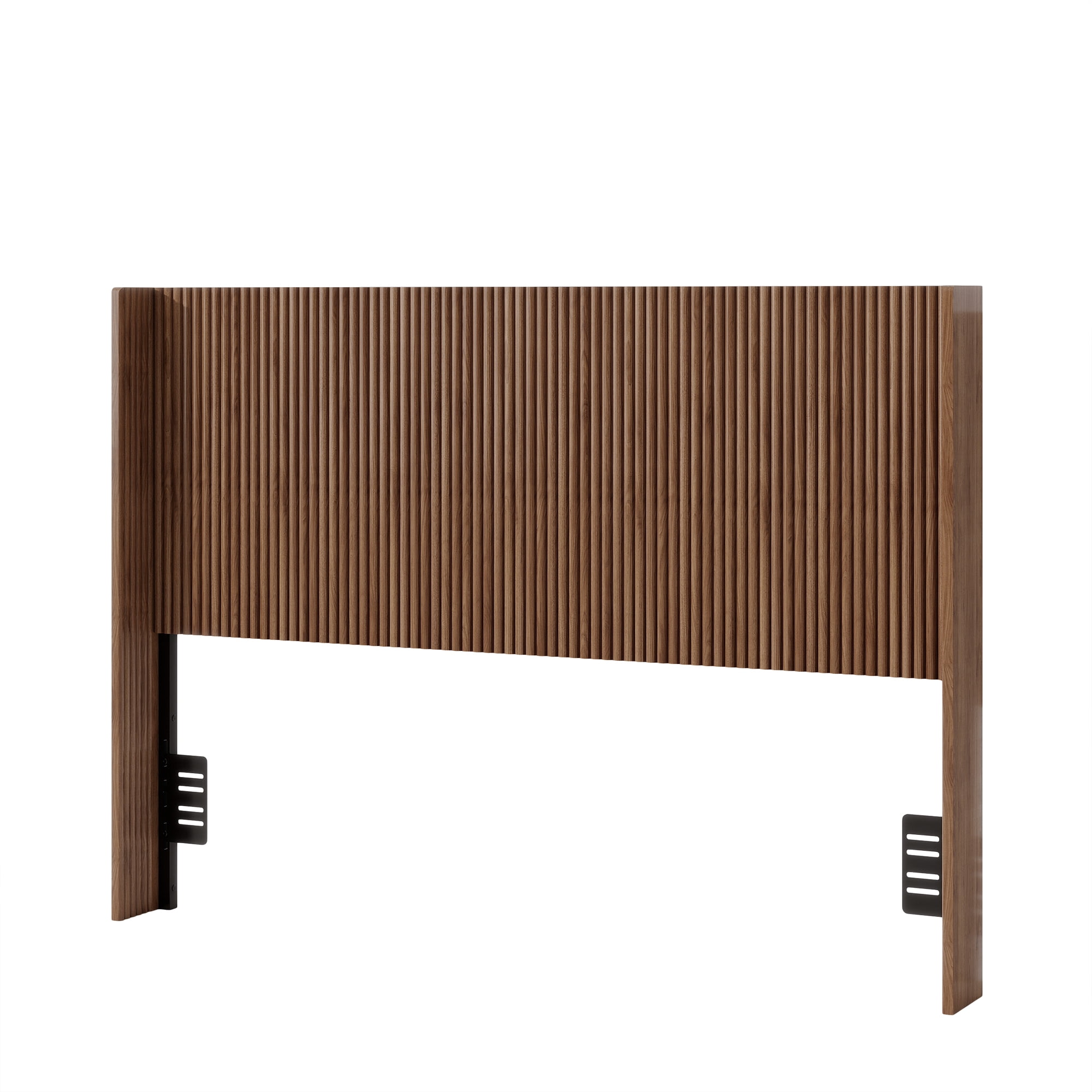 Fluted Headboard Queen Size 61.57 Inch, Freestanding Wooden Bed Headboard with Adjustable Brackets, Vertical Ribbed Headboard for Twin Full Queen Bed, Walnut