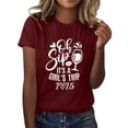thumbnail image 2 of Tittly T Shirts for Women Spring Tops for Women Girl's Trip 2025 T Shirt Women's Fashion Round Neck Casual Short Sleeves Graphic Tees Tshirts Shirts Wine L, 2 of 5