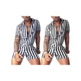 thumbnail image 6 of Genuiskids Men 's Fashion Stripe Overalls Shorts Jumpsuit Buttoned Lapel Shirt and Elastic Waist Shorts One-Piece Soft Homewear for Summer Streetwear, 6 of 6