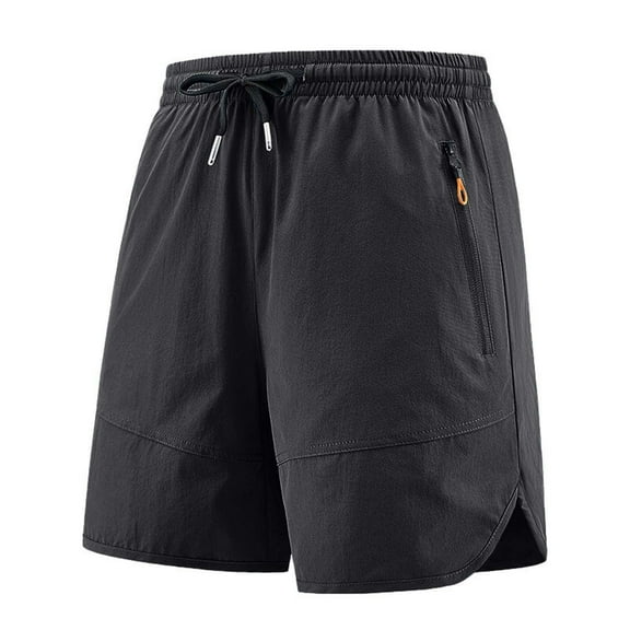 BLCHUNen Plus Size Mens Workout Shorts Cotton Linen Drawstring Summer Beach Shorts with Zipper Pockets