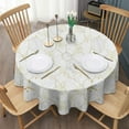 thumbnail image 3 of White Gold Leaf Hexagon Marble Pattern Round Tablecloth 60"x60",Wrinkle Wipeable Table Cloth for Kitchen Dining Room Picnic Patio Party, 3 of 6