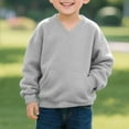 thumbnail image 5 of KyCheLot Boys Girls Sweatshirts Loose Solid Color V Neck with Front Pocket Long Sleeve Oversized Sweatshirt 2-12 Years, 5 of 7