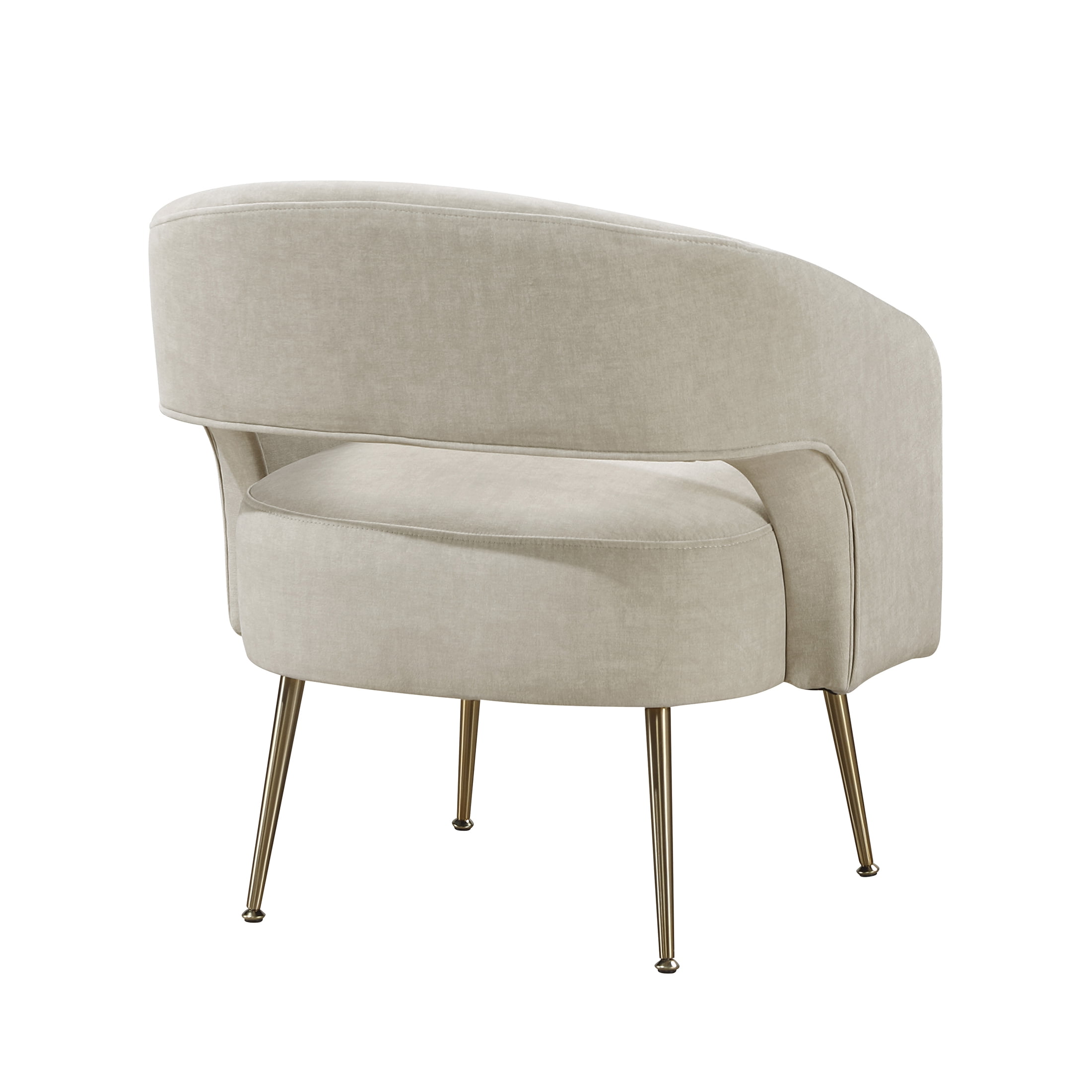 OakvillePark Arcluna Velvet Accent Chair with Metal Legs, Taupe