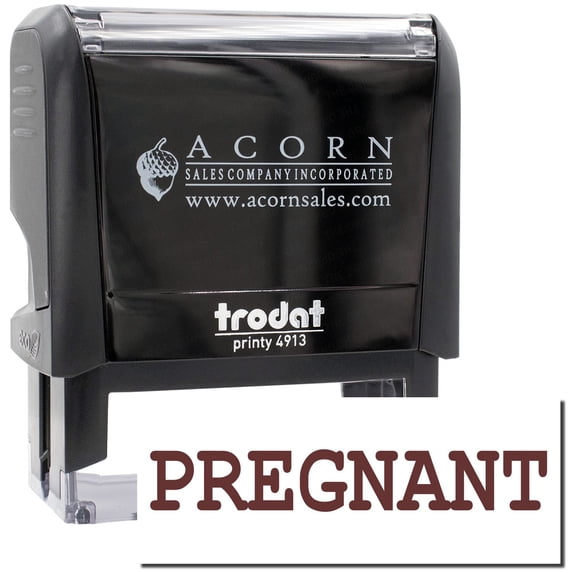 Large Self-Inking Pregnant Stamp, Trodat Printy 4913, Press and Print Stamping, Impression Size 7/8" x 2-1/4", Up to 10,000 Impressions - Brown Ink