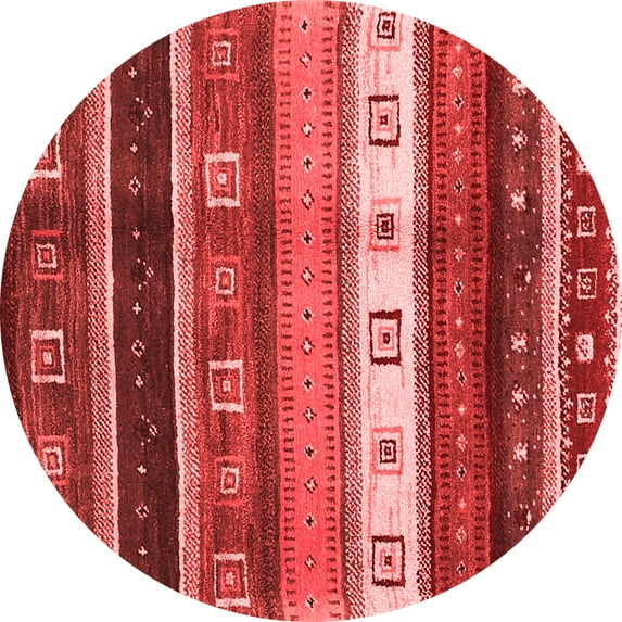 Ahgly Company Indoor Round Abstract Red Contemporary Area Rugs, 7' Round