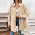 thumbnail image 4 of HBYJLZYG Waffle Coats Cardigan Waist Jacket Overcoat Tops, Womens New Solid Color Drawstring Waist Loose Long Sleeve Tops Long Sleeve Hatless Casual Coat, 4 of 7
