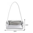 thumbnail image 2 of Yucurem Women Shoulder Bag Bright PU Leather Fashion Underarm Bag Small Satchel (Silver), 2 of 10
