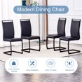 thumbnail image 6 of 63" Modern Black Rectangle Faux Marble Dining Table Room Sets for 6,Dining Table with 6 PU Leather Dining Chairs,Black Table and 6 Black C-shaped Chairs with Black Leg, 6 of 8