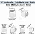 thumbnail image 2 of 1 Box 90Pcs 3 Sizes Silver Cube Beads Metal Square Spacer Beads Bulk 2.5mm 3mm 4mm 925 Sterling Silver Plated Brass Smooth Loose Charms for Bracelet Necklace Earrings Jewelry Making Crafts Gray, 2 of 7