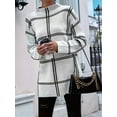 thumbnail image 5 of Checkered Knit Sweater for Women Fall Winter Casual Mock Neck Pullover Striped Sweaters Color Block Tops White M, 5 of 9