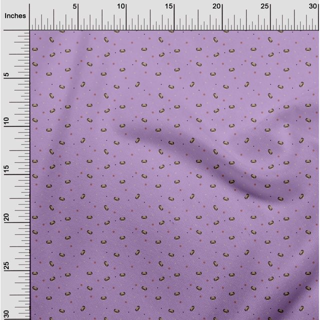 oneOone Georgette Viscose Fabric Dot & Face Dog Printed Fabric 1 Yard 42 Inch Wide