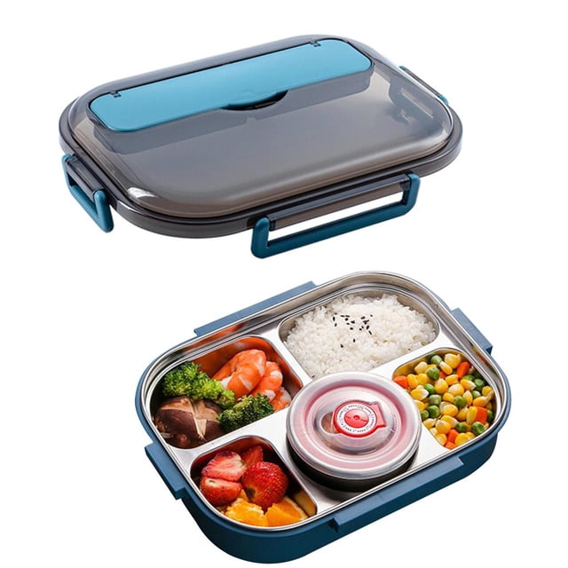 Naiovety Fiambrera de acero inoxidable para adultos y niños, fiambrera dividida de 5 compartimentos, contenedor de almacenamiento de alimentos aislado Mostrada Naiovety HA027550-00