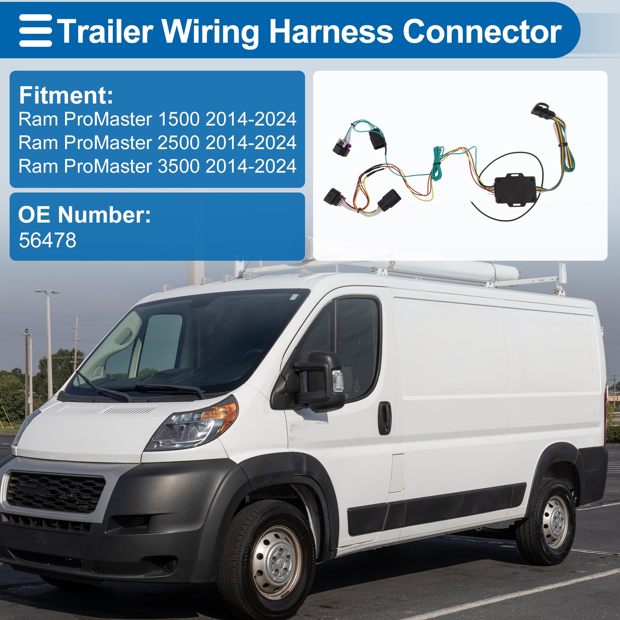 Unique Bargains 4 Pin Trailer Wiring Harness 56478 Towing Hitch for Ram ProMaster