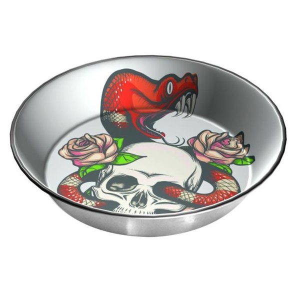 Multipet International 784369932539 3 Cups Komodo Skull & Snake Reptile Bowl