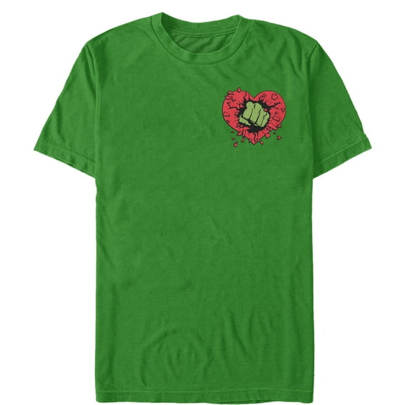 Men's Marvel Valentine's Day Hulk Heart Smash Graphic Tee Kelly Green X Large