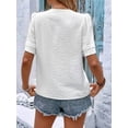 thumbnail image 6 of Summer Tops for Women Short Sleeve V Neck Loose Casual Tee Shirt Solid Color Pleated Dressy Going Out Tunic Tops White L, 6 of 8