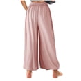 thumbnail image 3 of cocolona Womens Casual Solid Color High Waist Palazzo Pants Elastic Waist Wide Leg Dance Travel Lounge Pants, 3 of 5