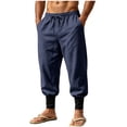 thumbnail image 2 of QSXADF Men's Casual Jogger Pants Loose Drawstring Pants Solid Linen Casual Jogger Pants With Drawstring Waist And Pockets Relaxed Long Mens Casual Trousers, 2 of 6