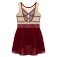 thumbnail image 5 of Sxiwei Gymnastics Leotard for Girls Shiny Rhinestone Mesh Patchwork Ballet Dance Dress Performance Burgundy 8, 5 of 5