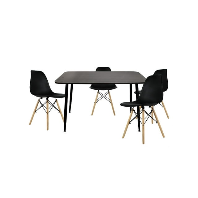 Comedor Rectangular Murcia 120x70 con Sillas Negras para 4 personas