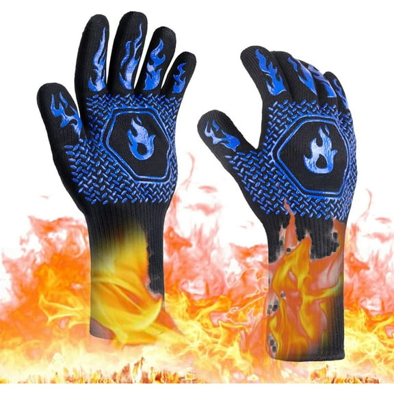 Gigicial 13.7" Silicone Fire Proof Cut Resistant Grill Gloves
