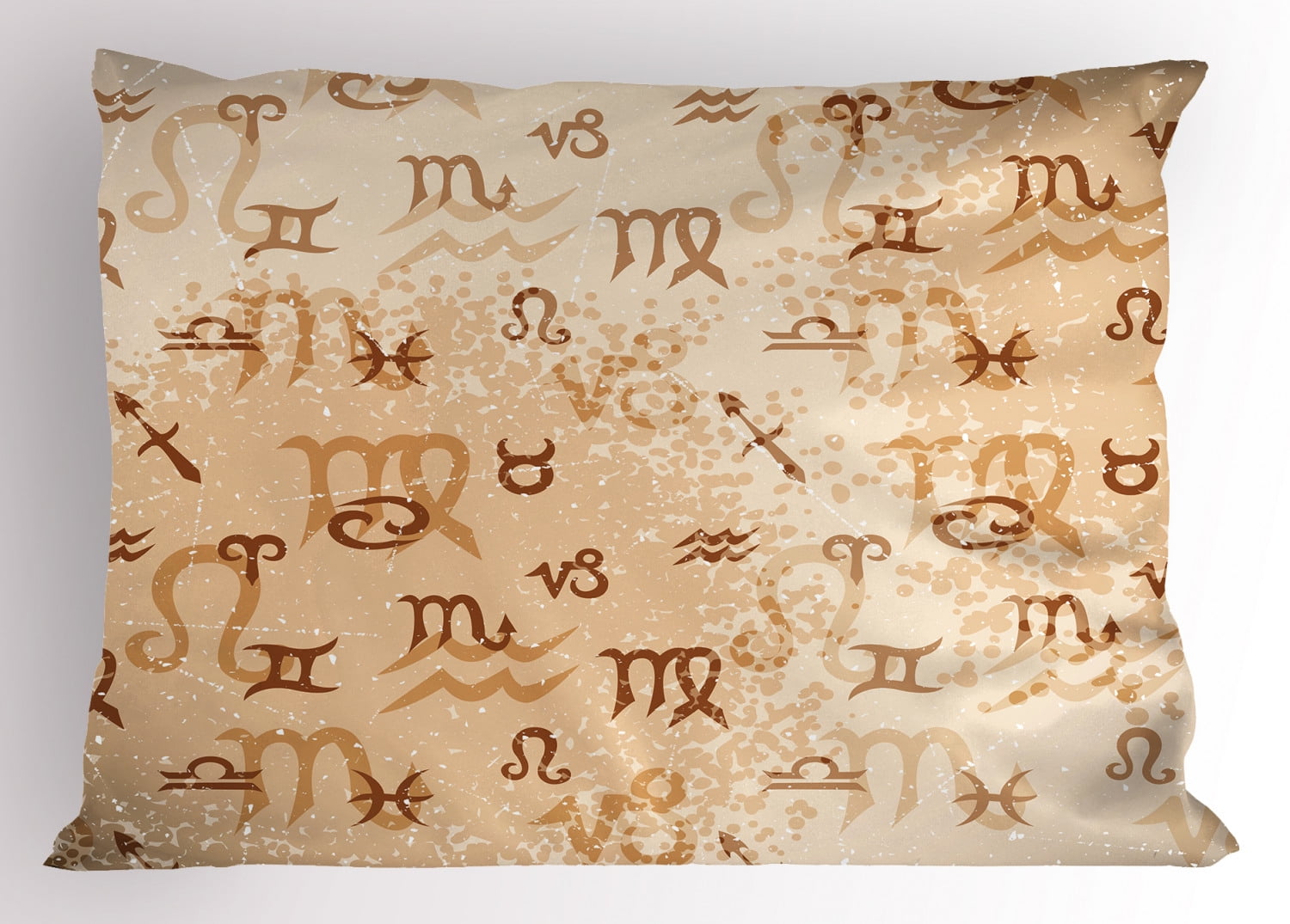 Astrology Pillow Sham Ancient Abstract Astrological Zodiac Signs Grunge