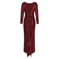 thumbnail image 5 of Lolmot Women Sexy Long Sleeve Floor Length Sequins Mermaid Evening Dress Slit Slim Wrap Wedding Party Maxi Dress Formal Prom Gowns, 5 of 5