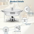 thumbnail image 4 of Ensemble de Buffets à Réchaud en Acier Inoxydable, Réchauds Rectangulaires 8 Qt et Ronds 5 Qt avec Couvercle, Poêle pour Aliments et Eau et Support à Carburant, Parfait pour le Service Traiteur, les Fêtes, les Banquets, les Événements, 4 of 9
