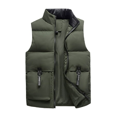 

Men s Autumn And Winter Warm Coat Vests Solid Color Sleeveless Vest Solid Fashion Zipper Zipper Maternity Jacket for Men