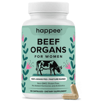 Happee Beef Organ Supplement for Women - Liver, Heart, Kidney, Ovary & Uterus, 90 Caps, 3 Months
