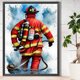 thumbnail image 3 of Pintura de diamante 5D DIY Taladro redondo completo Bombero Decoración del hogar Arte Artesanía Hugtrwg Para estrenar, 3 of 9