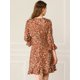 thumbnail image 5 of INSPIRE CHIC Vestido De Patinadora Leopardo Dobladillo Asimétrico 3/4 Mangas De Campana Para Mujer Marrón XS, 5 of 6