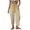 Yellow, variant on Women's Summer Casual Pants Striped Washed Cotton High Waist Drawstring Loose Fit Cropped Trousers with Pockets for Vacation