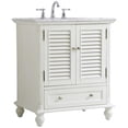 thumbnail image 3 of Elegant Decor Rhodes 30" Single Marble Top Bathroom Vanity in Antique White, 3 of 16