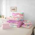 thumbnail image 6 of Castle Fairy Kawaii Magical Horse Twin Bedding Sets 7-Piece for Kids Teens Girls,Cartoon Rainbow Unicorn Bedding Comforter Set Microfiber,Dreamy Princess Breathable Sheet Sets,Breathable Home Decor, 6 of 8