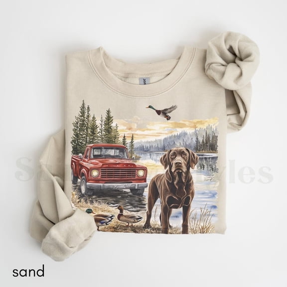 Tee Clo Chocolate Lab Duck Sweatshirt Vintage Hunting Labrador Wildlife Retro Cozy Outfit, Full size S-5XL