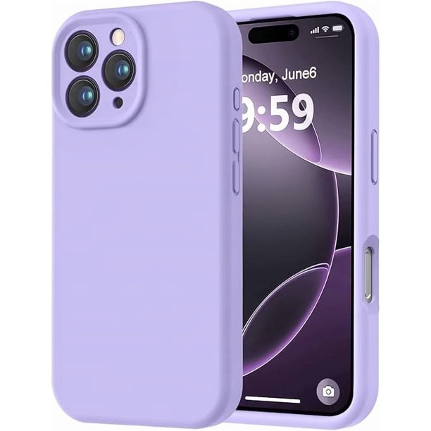Funda de Silicona Premium, Forro de Microfibra Suave, para iPhone 16 Pro de 6.3 Pulgadas, Morado Claro