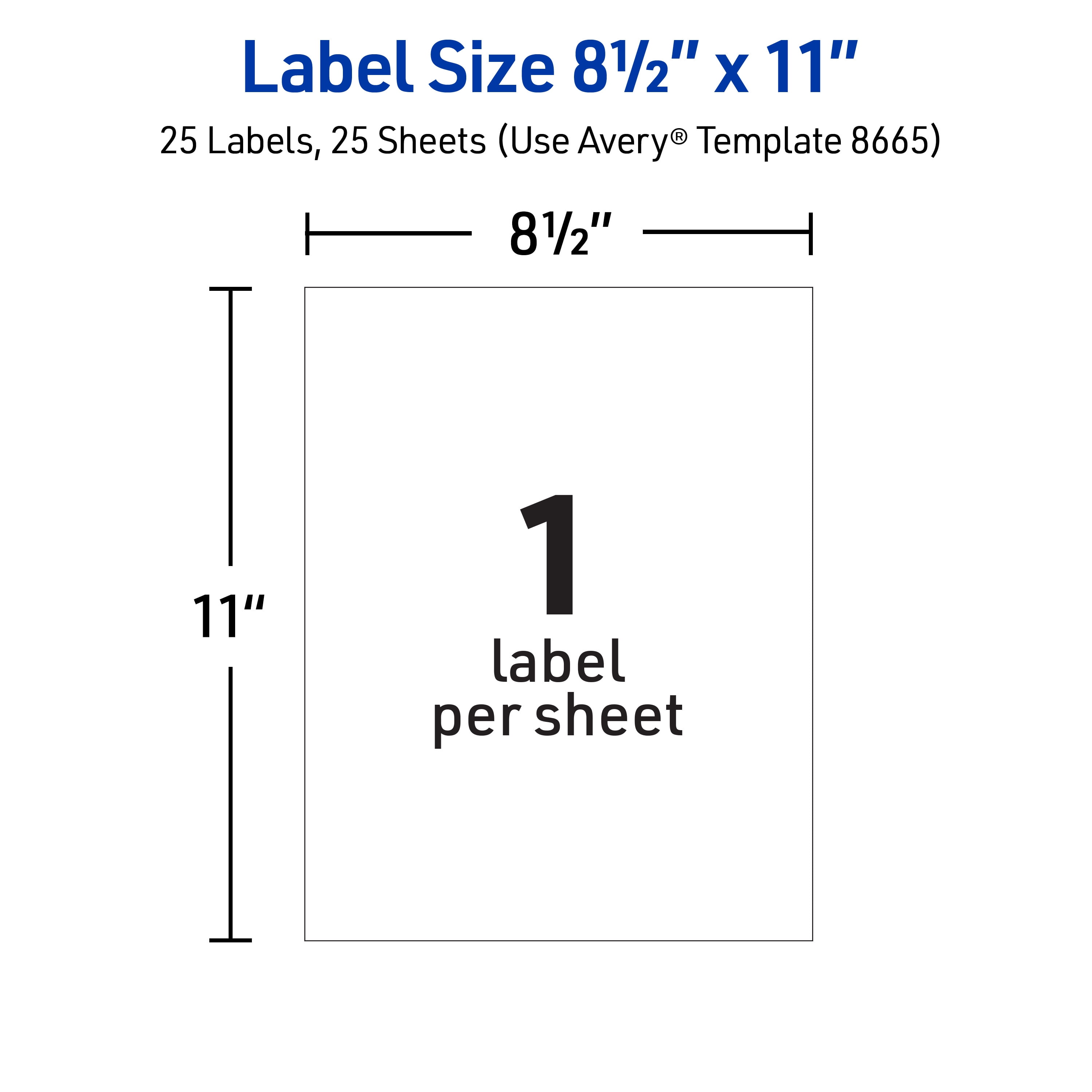 Avery Full Sheet Shipping Labels, 8.5" x 11", Matte Clear, 25 Ct
