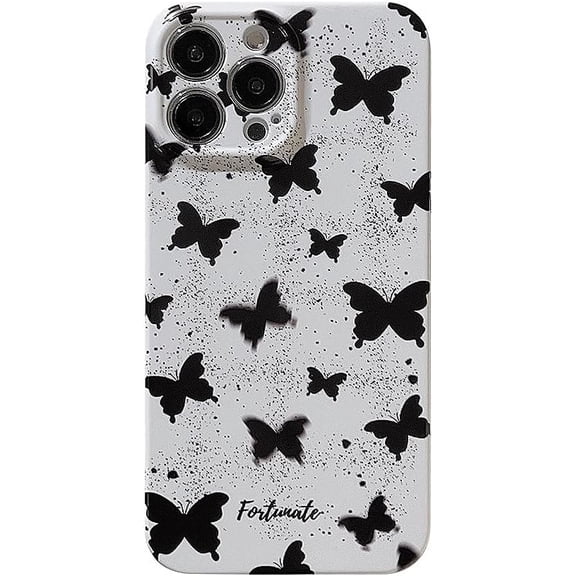 Designed for iPhone Case,Luxury Butterfly Camera Lens Protection Full Body Shockproof Cover Phone Case (iPhone 13 Pro,Black)