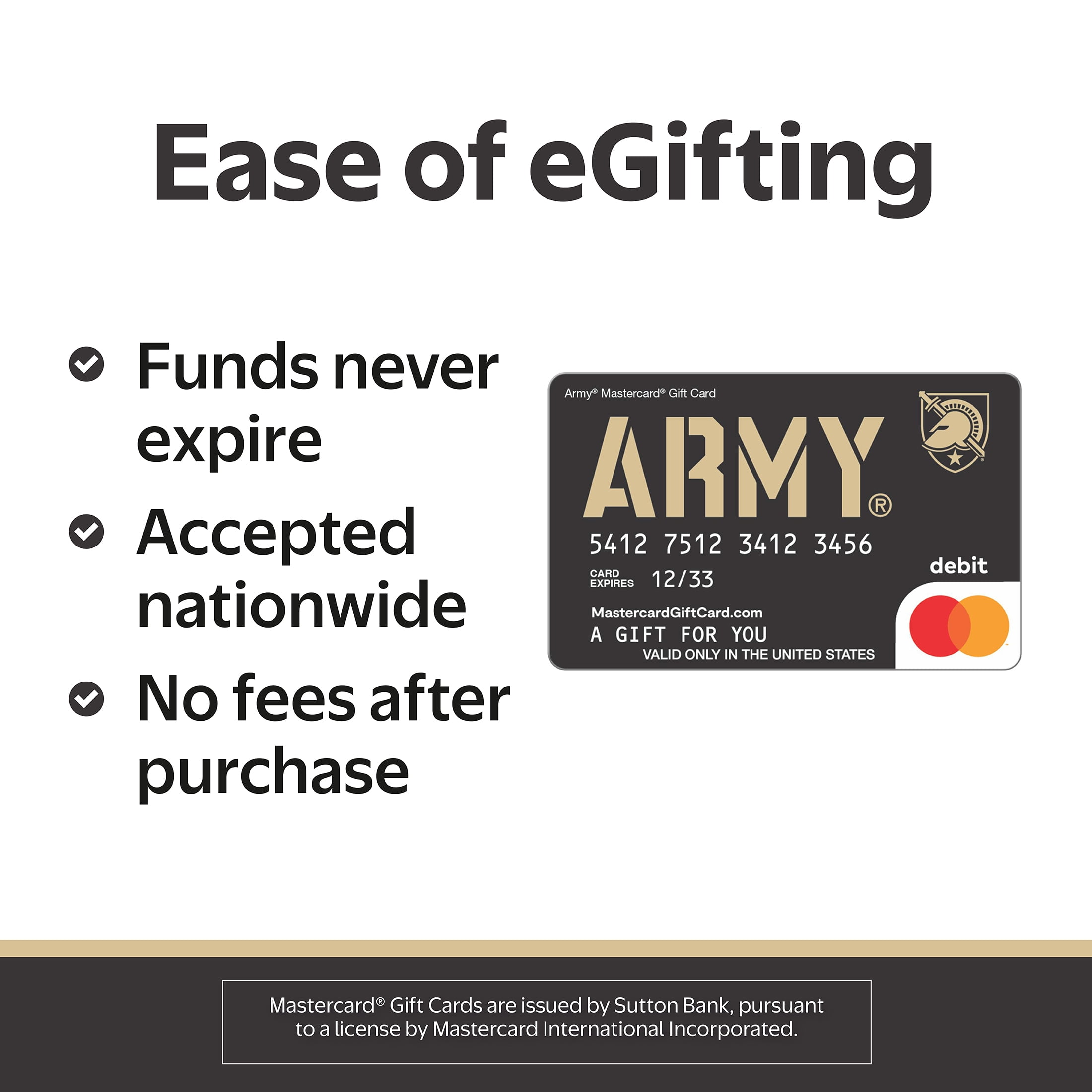 Mastercard® $20-$500 eGift Card Army University (Plus $6.84 Purchase Fee) [Email Delivery]