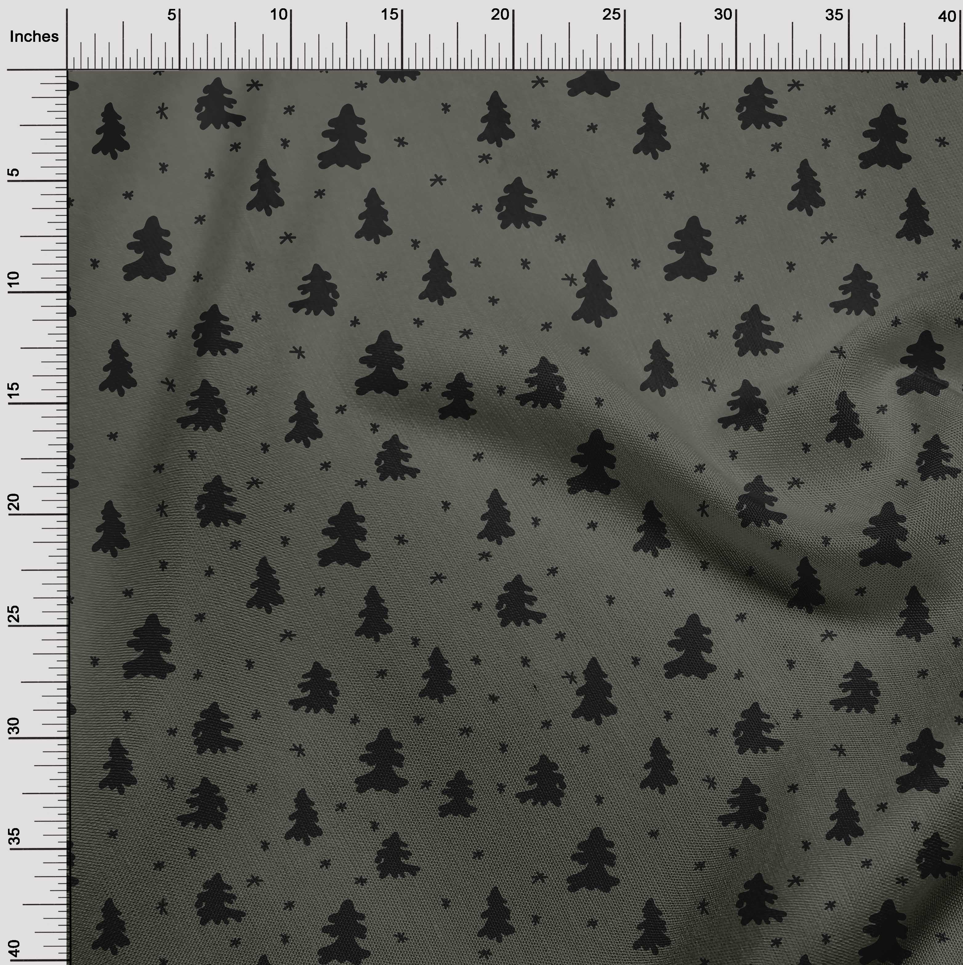 oneOone Viscose Jersey Dusty Gray Fabric Christmas Tree Dress Material Fabric Print Fabric By The Yard 60 Inch Wide