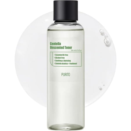 PURITO Centella Unscented Toner 6.76fl.oz/200ml, Witch Hazel-Free Alcohol-Free Facial Toner with 10% Centella Extract, Hydrating face Toner,pH5.5 Toner